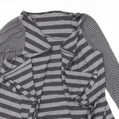 George Womens Grey Striped Jersey Cardigan Jumper Size 12