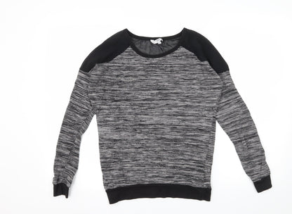 New Look Womens Grey Striped Knit Pullover Jumper Size 8