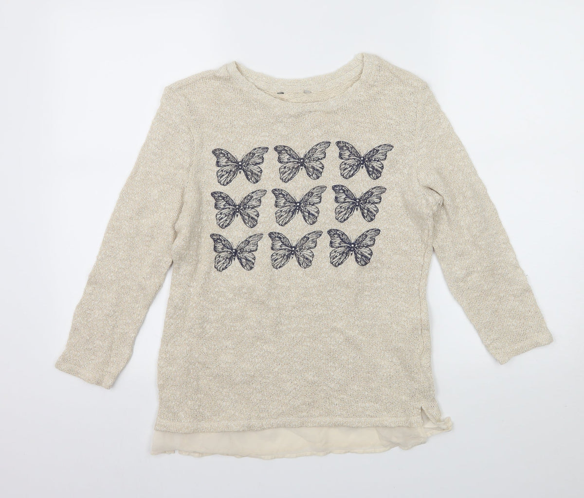 Tu Womens Ivory  Knit Pullover Jumper Size 8  - Butterflies