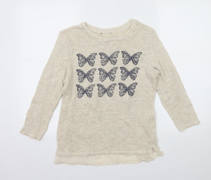 Tu Womens Ivory  Knit Pullover Jumper Size 8  - Butterflies