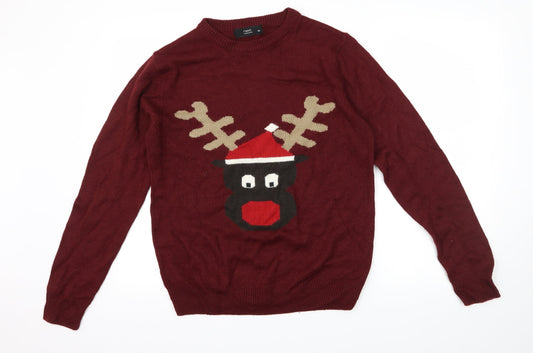 NEXT Mens Red  Knit Pullover Jumper Size M  - Rudolph