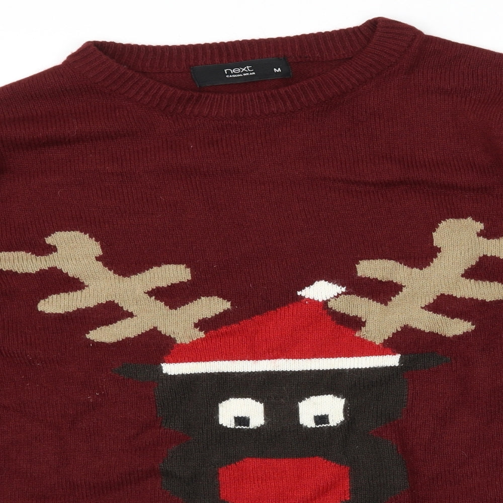 NEXT Mens Red  Knit Pullover Jumper Size M  - Rudolph