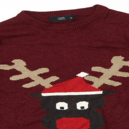 NEXT Mens Red  Knit Pullover Jumper Size M  - Rudolph