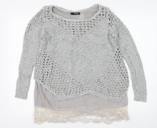 Quiz Womens Grey  Knit Basic Blouse Size S