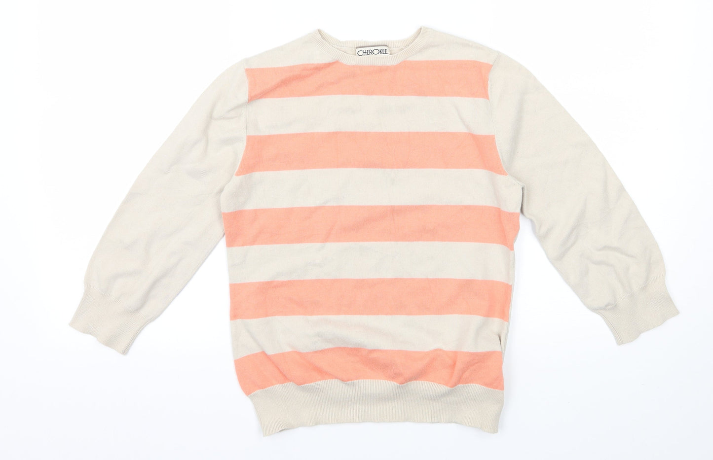 Cherokee Womens Ivory Striped Knit Pullover Jumper Size 12