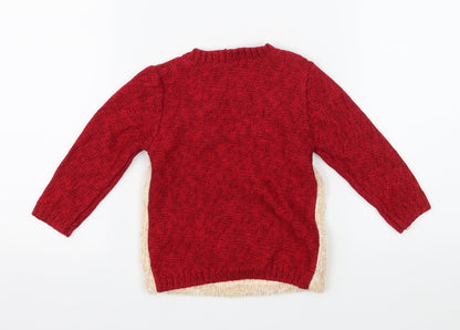 George Boys Red  Knit Pullover Jumper Size 9-12 Months  - Rudolph