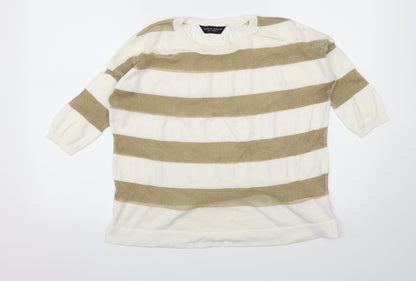 Dorothy Perkins Womens White Striped Knit Pullover Jumper Size S