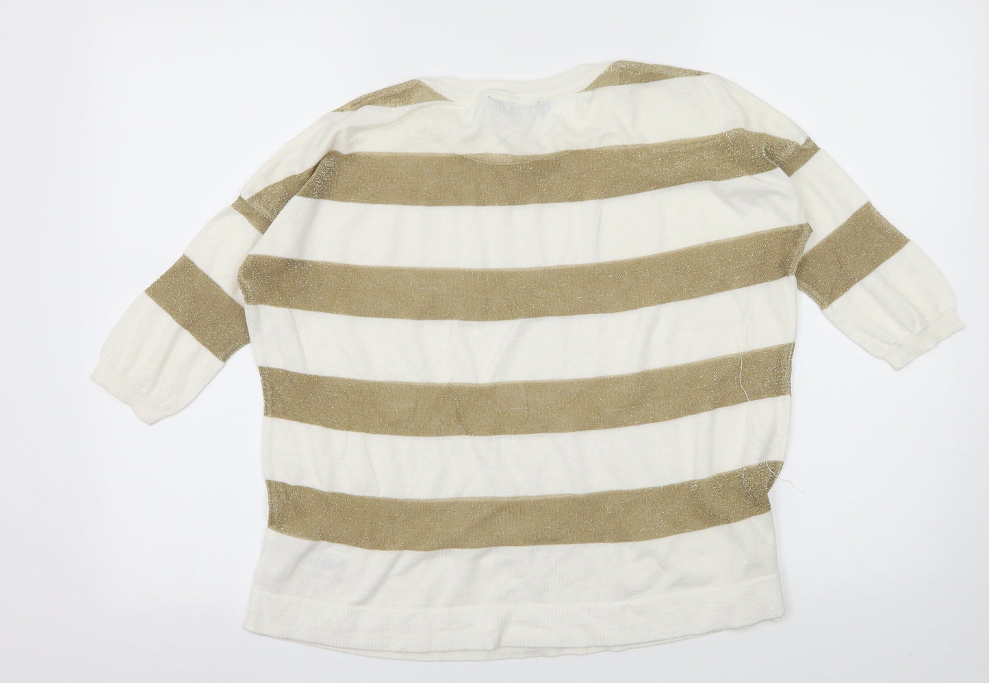 Dorothy Perkins Womens White Striped Knit Pullover Jumper Size S