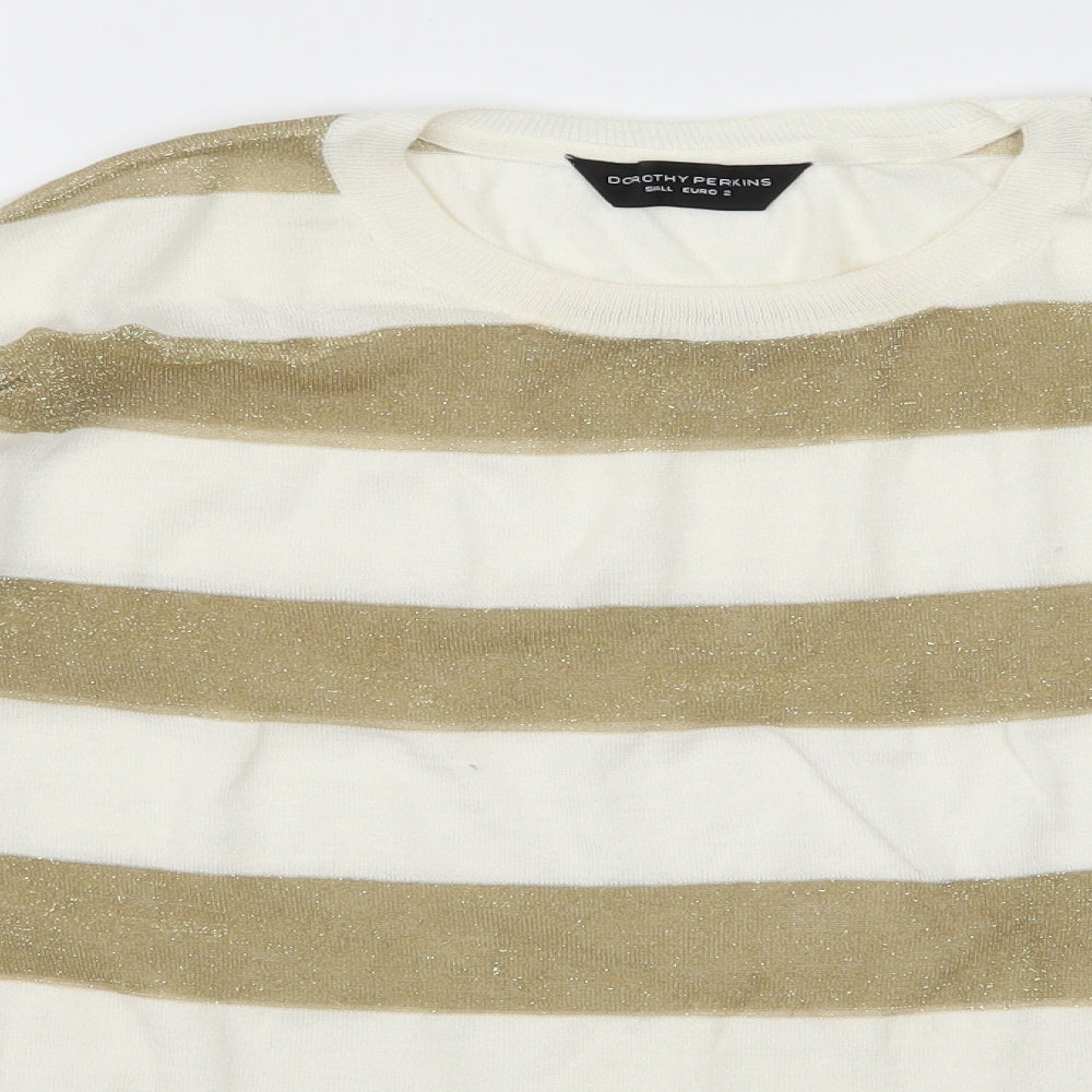 Dorothy Perkins Womens White Striped Knit Pullover Jumper Size S