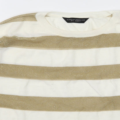 Dorothy Perkins Womens White Striped Knit Pullover Jumper Size S