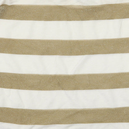 Dorothy Perkins Womens White Striped Knit Pullover Jumper Size S