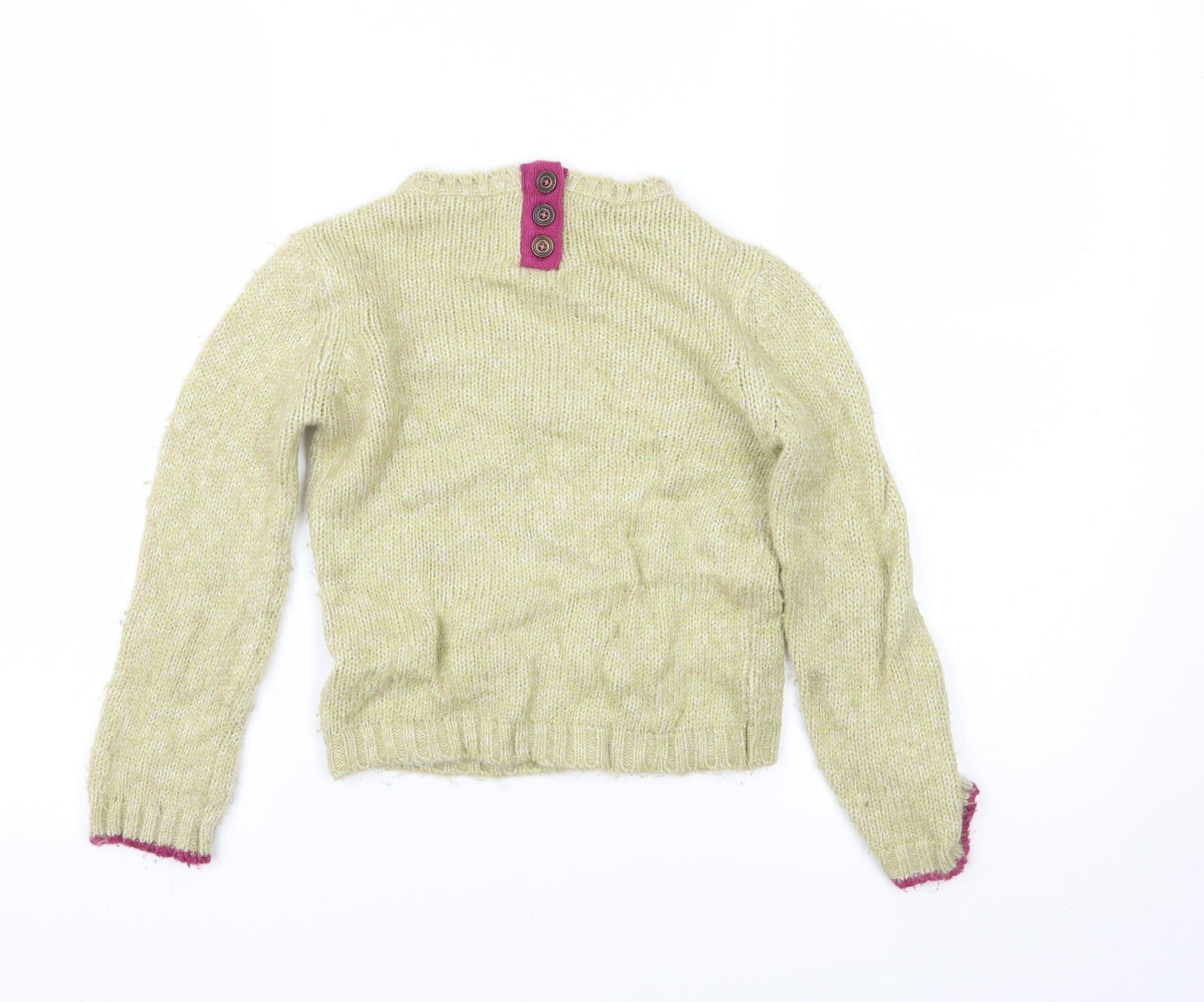 Indigo Girls Green Floral Knit Pullover Jumper Size 5-6 Years  - Love