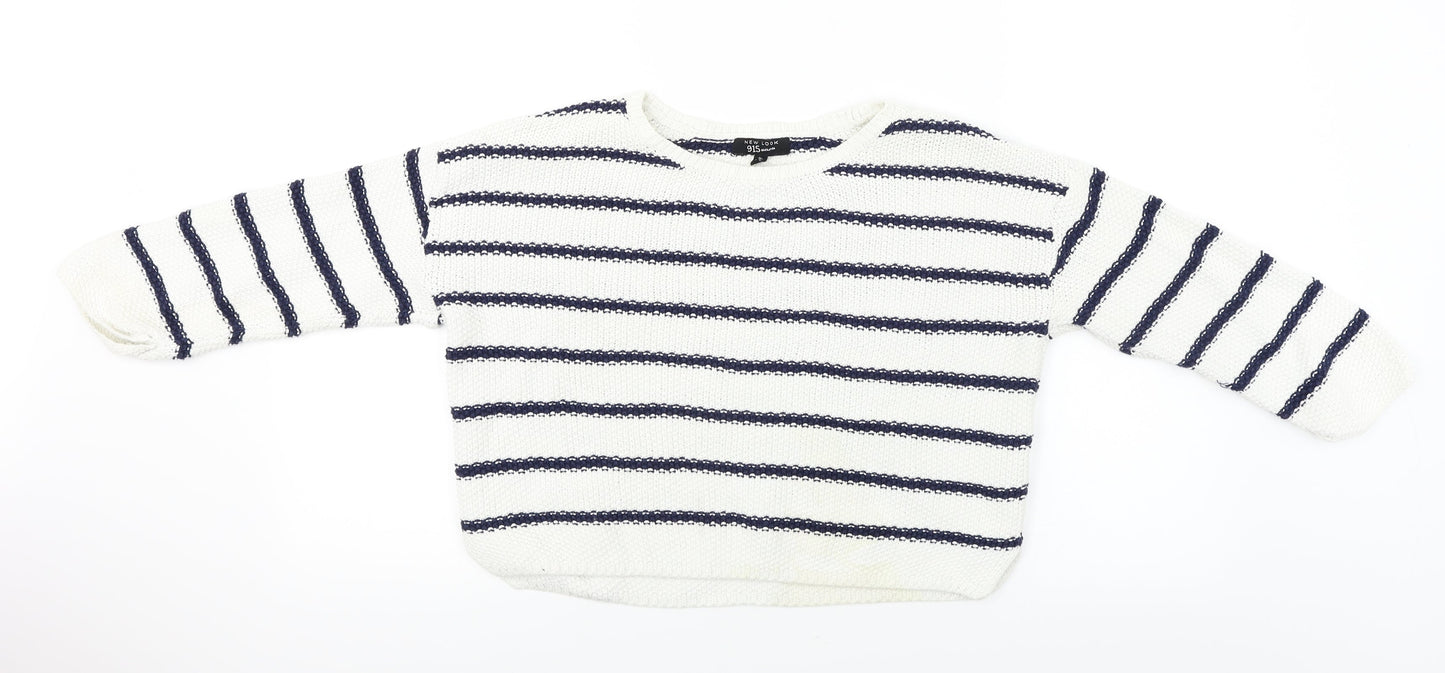 New Look  Girls White Striped  Pullover Jumper Size 12-13 Years