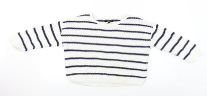 New Look  Girls White Striped  Pullover Jumper Size 12-13 Years