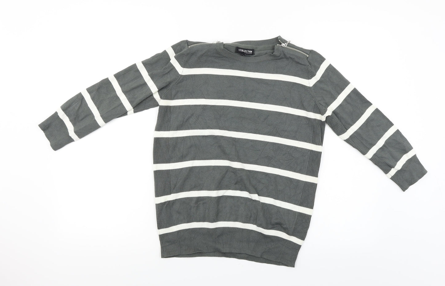 Debenhams  Womens Grey Striped  Pullover Jumper Size 14