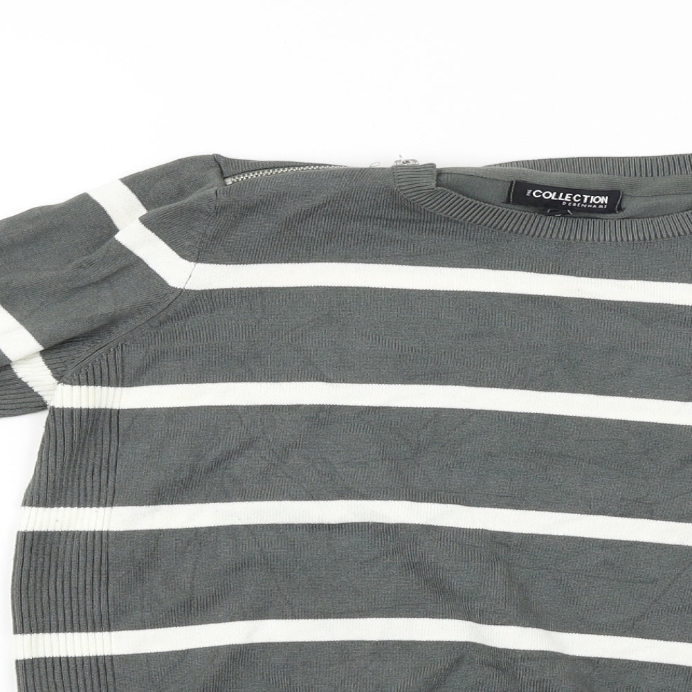 Debenhams  Womens Grey Striped  Pullover Jumper Size 14