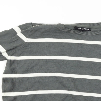 Debenhams  Womens Grey Striped  Pullover Jumper Size 14