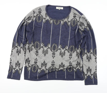 Cristina  Womens Blue Floral  Pullover Jumper Size XL