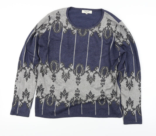 Cristina  Womens Blue Floral  Pullover Jumper Size XL
