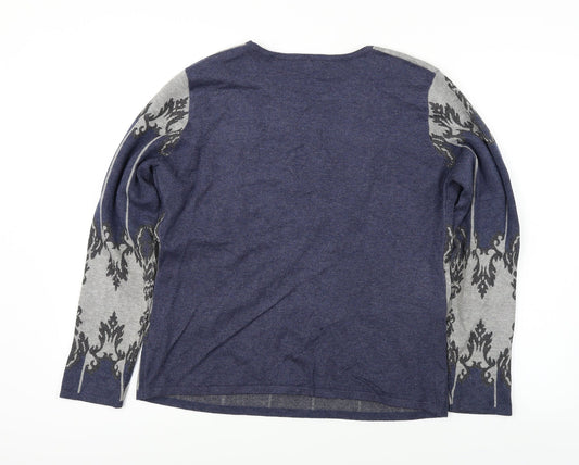 Cristina  Womens Blue Floral  Pullover Jumper Size XL