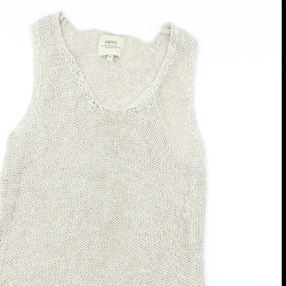 papaya  Womens Beige   Basic Blouse Size 8