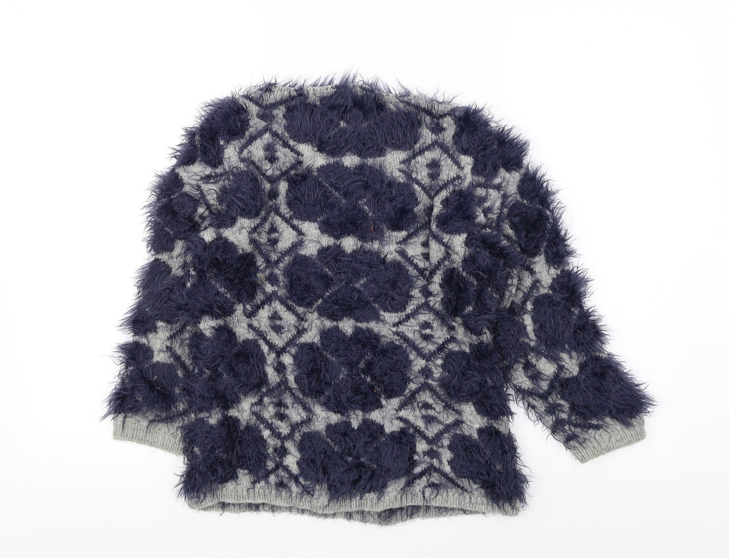 B.YU Girls Blue Colourblock  Henley Jumper Size XS  - fluffy
