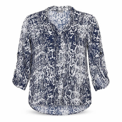 White ginger Womens Blue Animal Print  Basic T-Shirt Size S