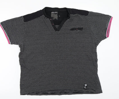 Urban spirits Womens Black Striped  Basic T-Shirt Size L