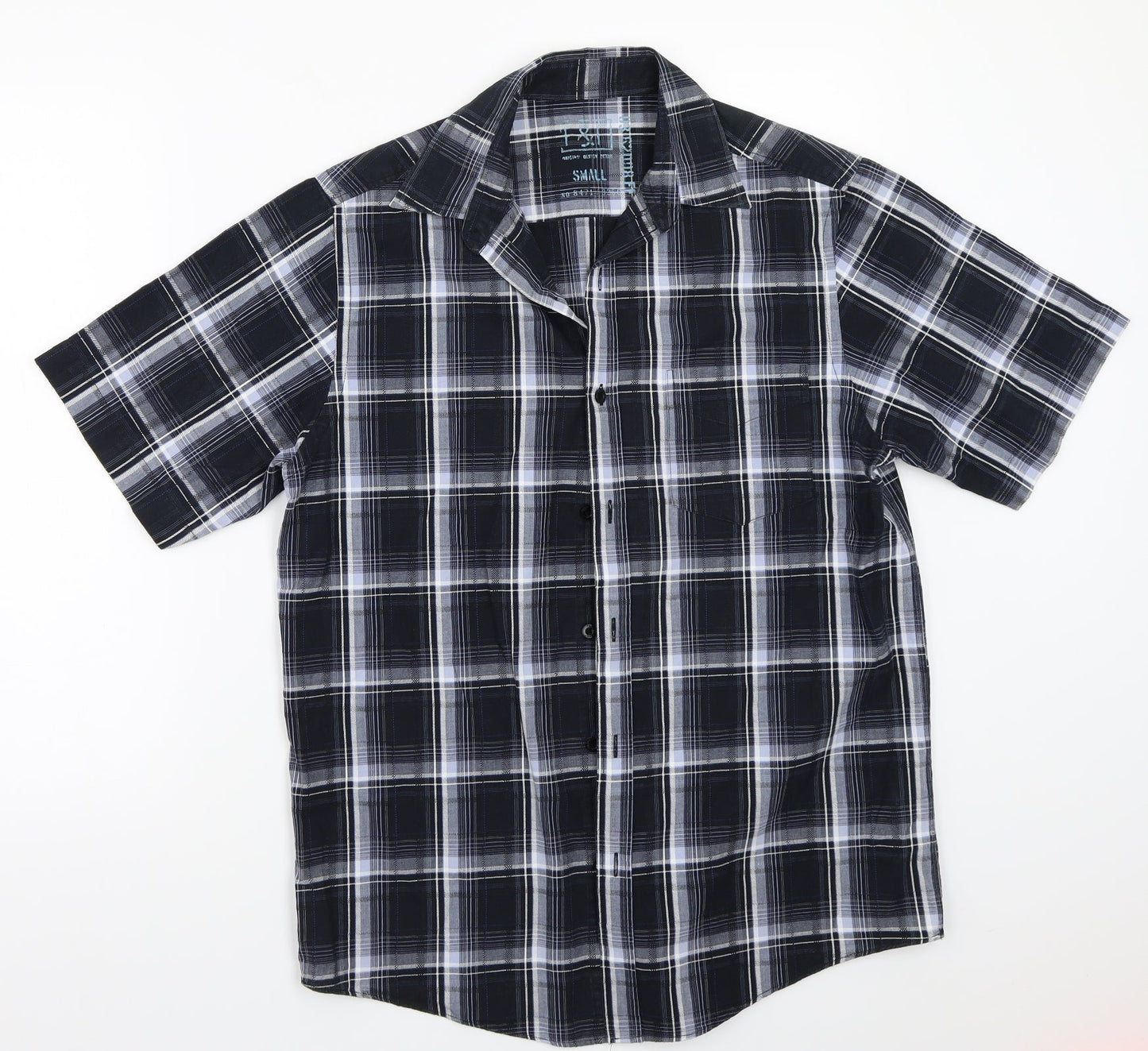 Mens UK Size S F&RF Blue  Button-Up Short Sleeve Casual Shirt