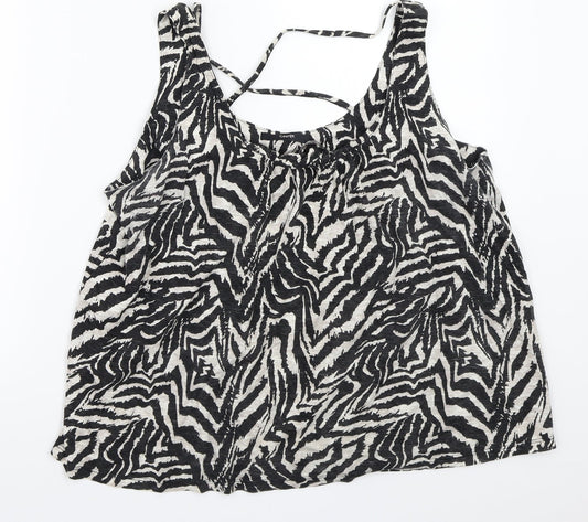 George Womens Beige Animal Print  Basic Tank Size 14