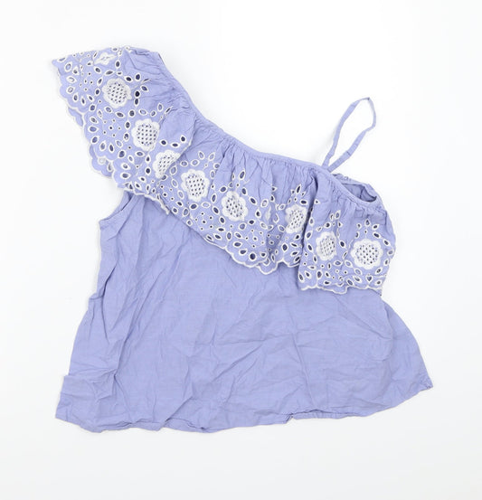 Miss Selfridge Womens Blue Floral  Basic T-Shirt Size 8