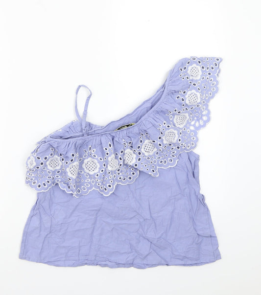 Miss Selfridge Womens Blue Floral  Basic T-Shirt Size 8