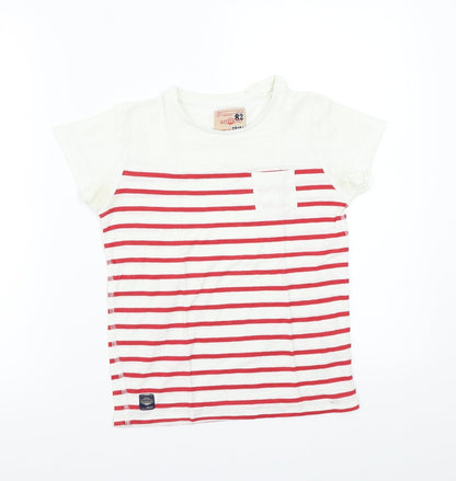 Next Boys White Striped Rayon Basic T-Shirt Size 8 Years