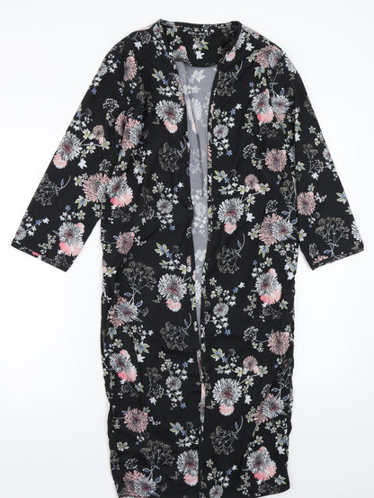 Select Womens Black Floral  Cardigan Jumper Size 8