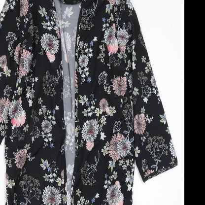 Select Womens Black Floral  Cardigan Jumper Size 8