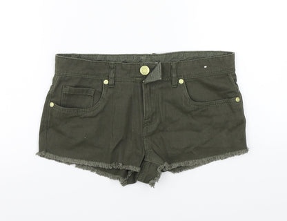Denim & Co. Womens Green   Cut-Off Shorts Size 8