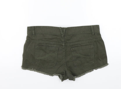 Denim & Co. Womens Green   Cut-Off Shorts Size 8