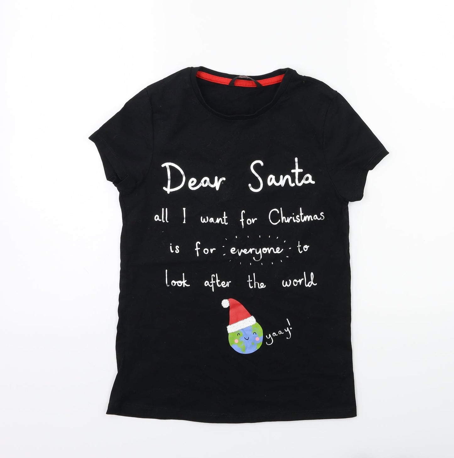 George Boys Black   Basic T-Shirt Size 11-12 Years  - chrismas