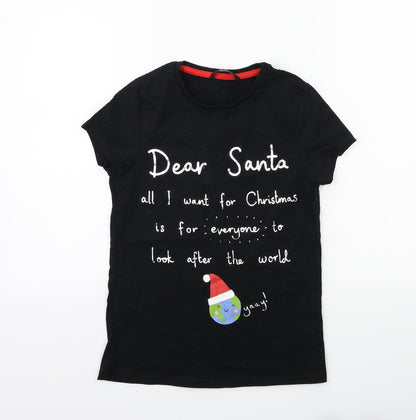 George Boys Black   Basic T-Shirt Size 11-12 Years  - chrismas
