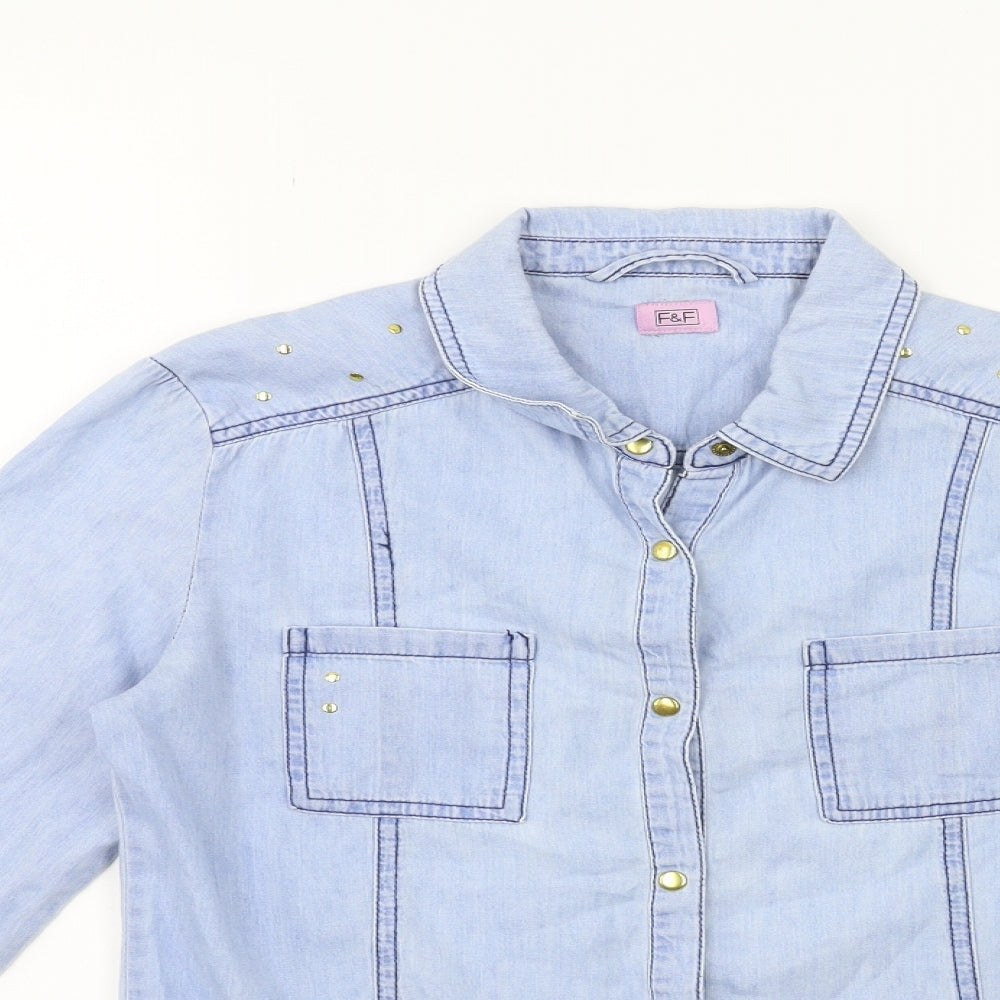 F&F Girls Blue   Basic Button-Up Size 13 Years