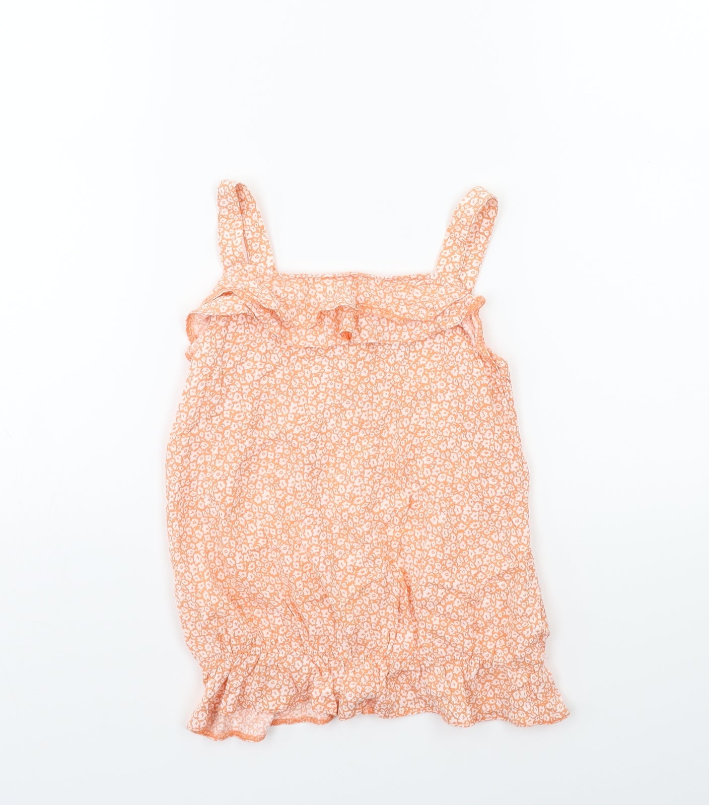 F&F Girls Orange Floral  Basic Tank Size 5-6 Years