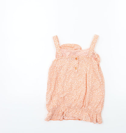 F&F Girls Orange Floral  Basic Tank Size 5-6 Years