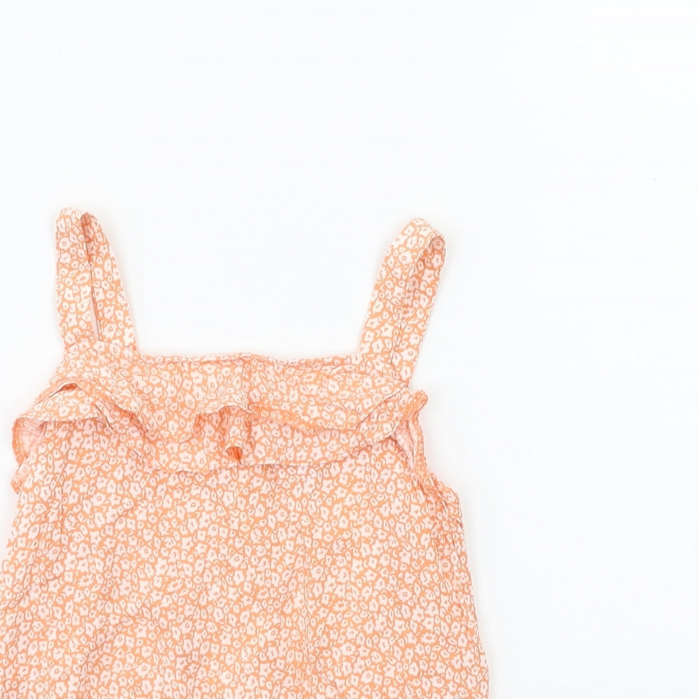 F&F Girls Orange Floral  Basic Tank Size 5-6 Years