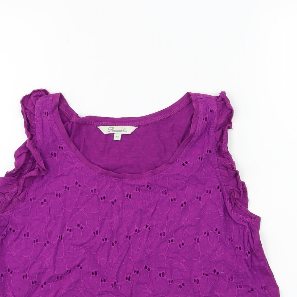 Womens UK Size 12 Peacocks Purple Basic Tank