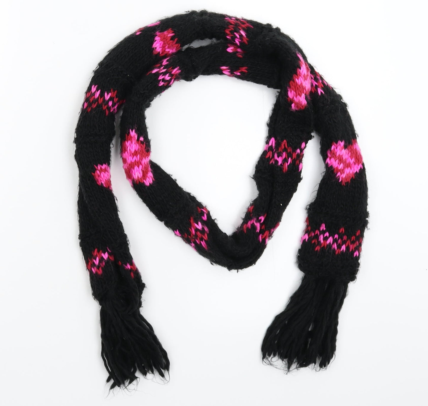 Preworn Womens Black Geometric Knit  Scarf