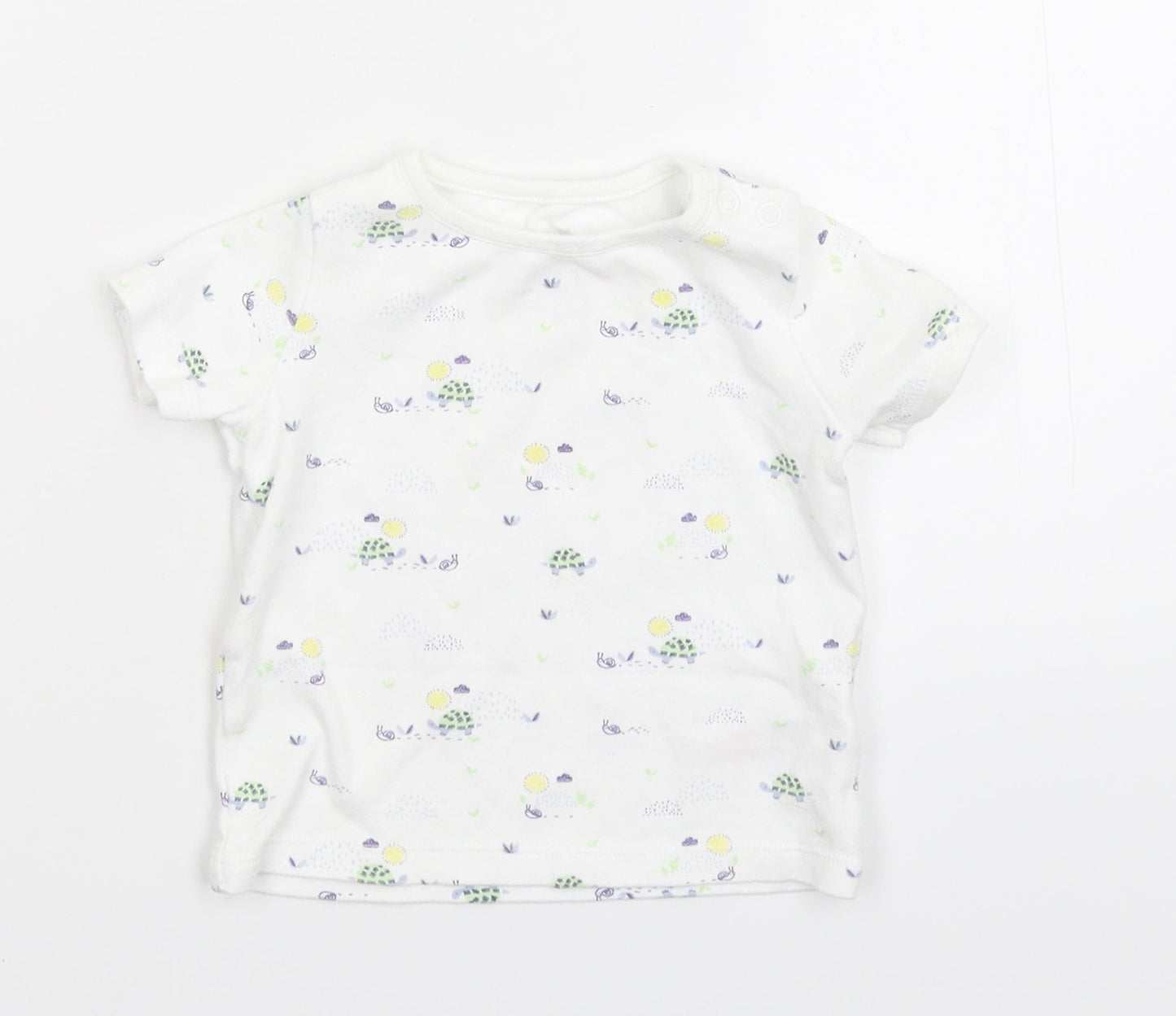 Fred & Flo Baby White Floral  Basic T-Shirt Size 3-6 Months