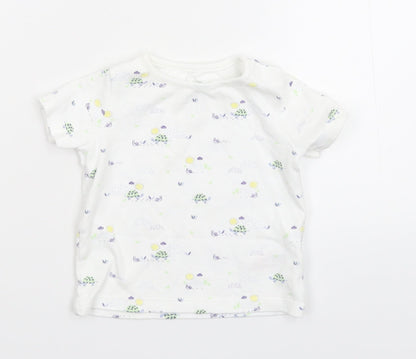 Fred & Flo Baby White Floral  Basic T-Shirt Size 3-6 Months
