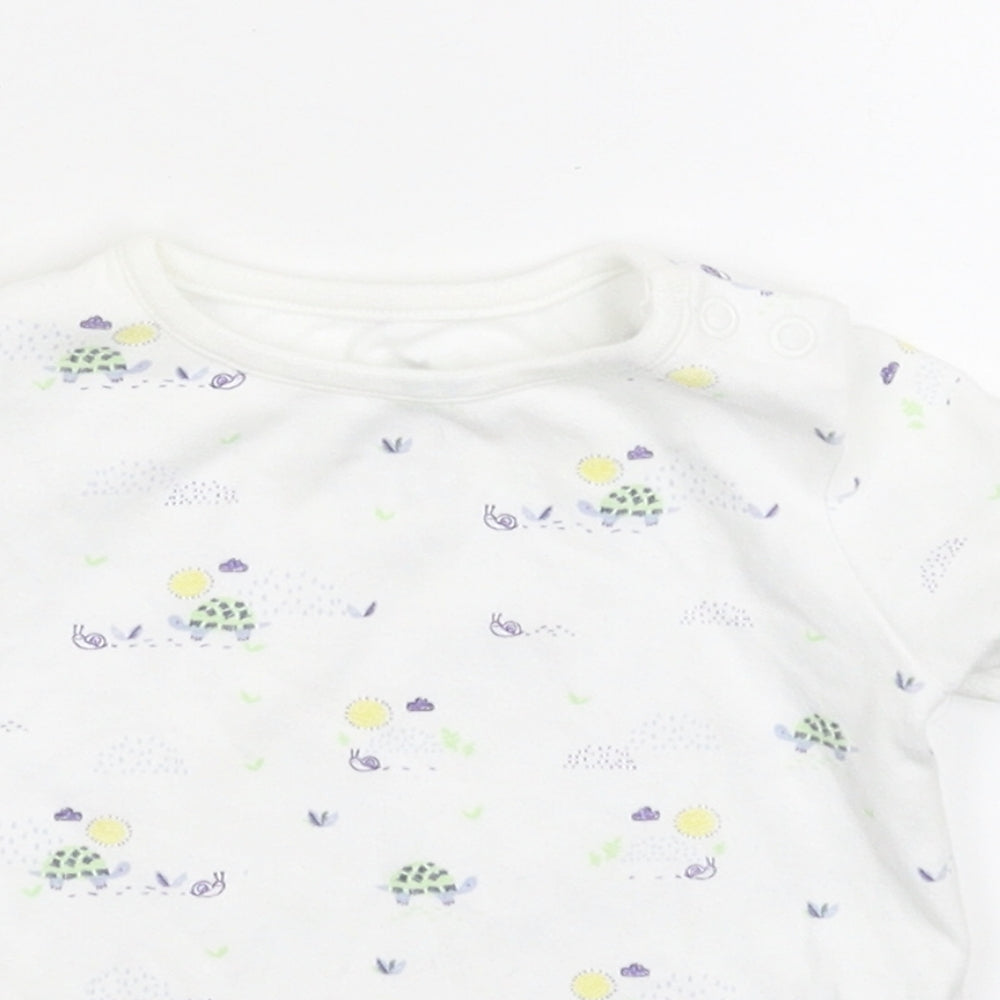 Fred & Flo Baby White Floral  Basic T-Shirt Size 3-6 Months