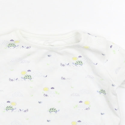 Fred & Flo Baby White Floral  Basic T-Shirt Size 3-6 Months