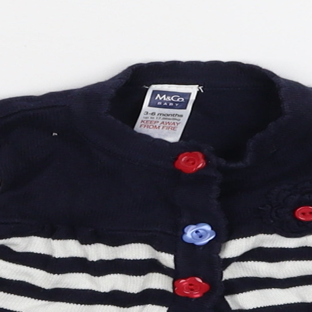 M&Co Baby Blue Striped  Cardigan Jumper Size 3-6 Months